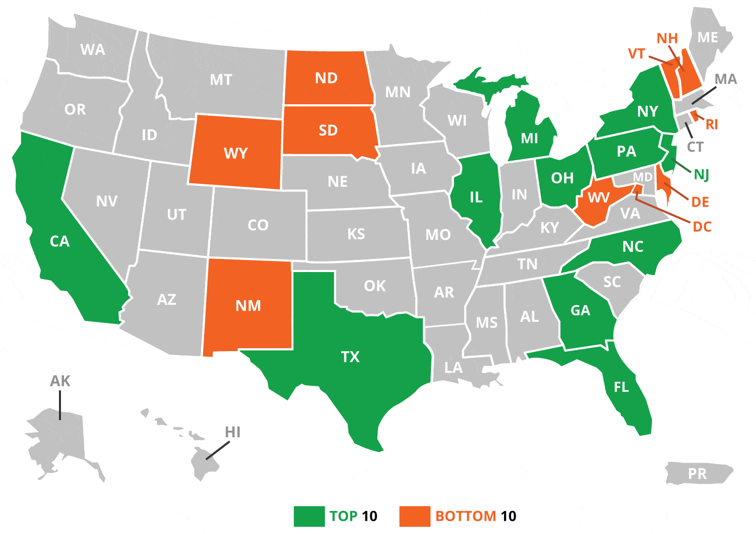 2020 Small Business Statistics by State map